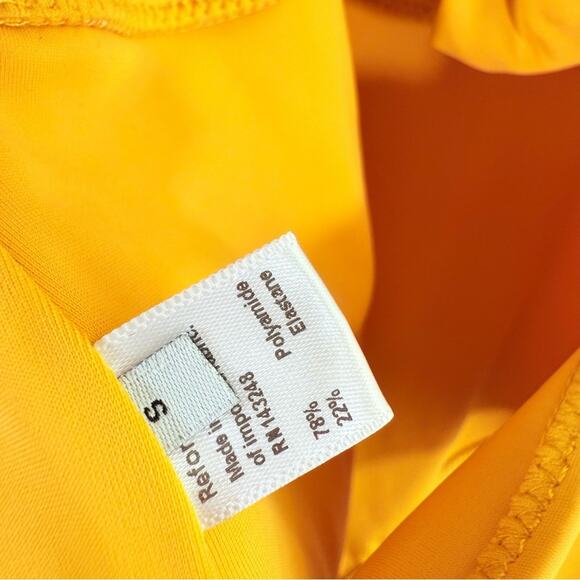 Reformation Tropicana Tie Front Cutout One Piece Swim Saffron Gold Mustard Small - Picture 10 of 10